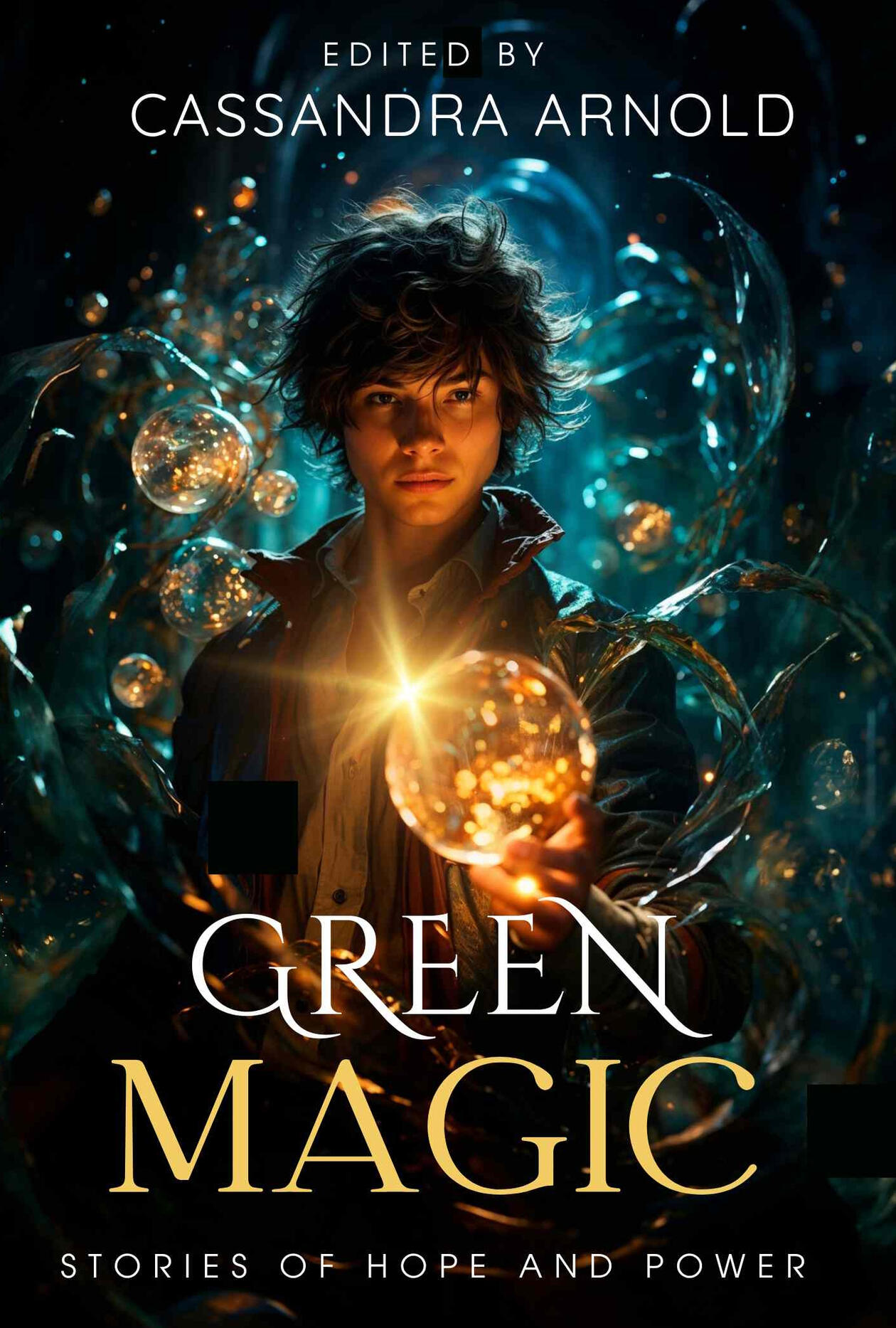 book cover Green Magic, a young man with a magic earth in his hand